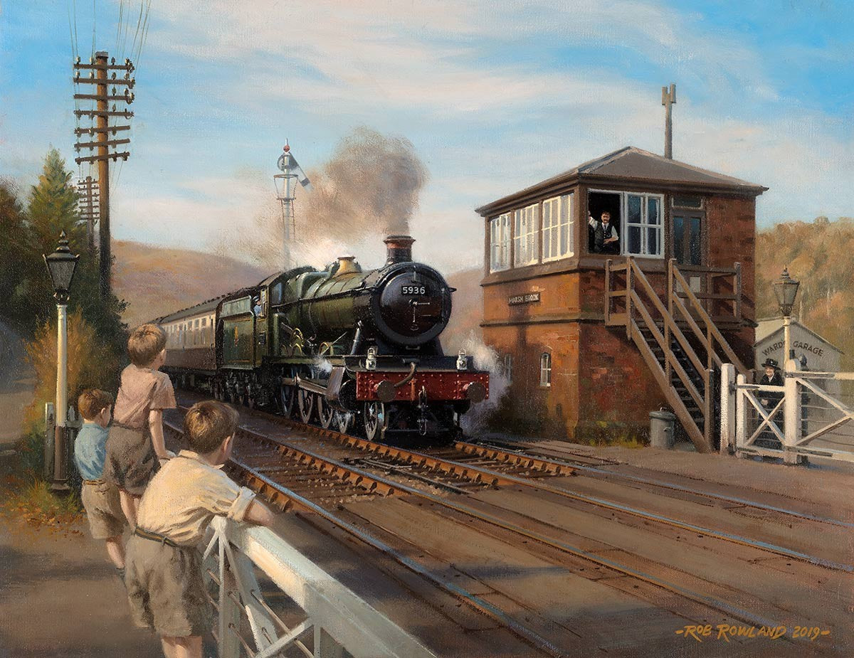 GWR 4900 OR HALL CLASS 4-6-0 LOCO No 5936 'OAKLEY HALL' APPROACHES MARSHBROOK STATION