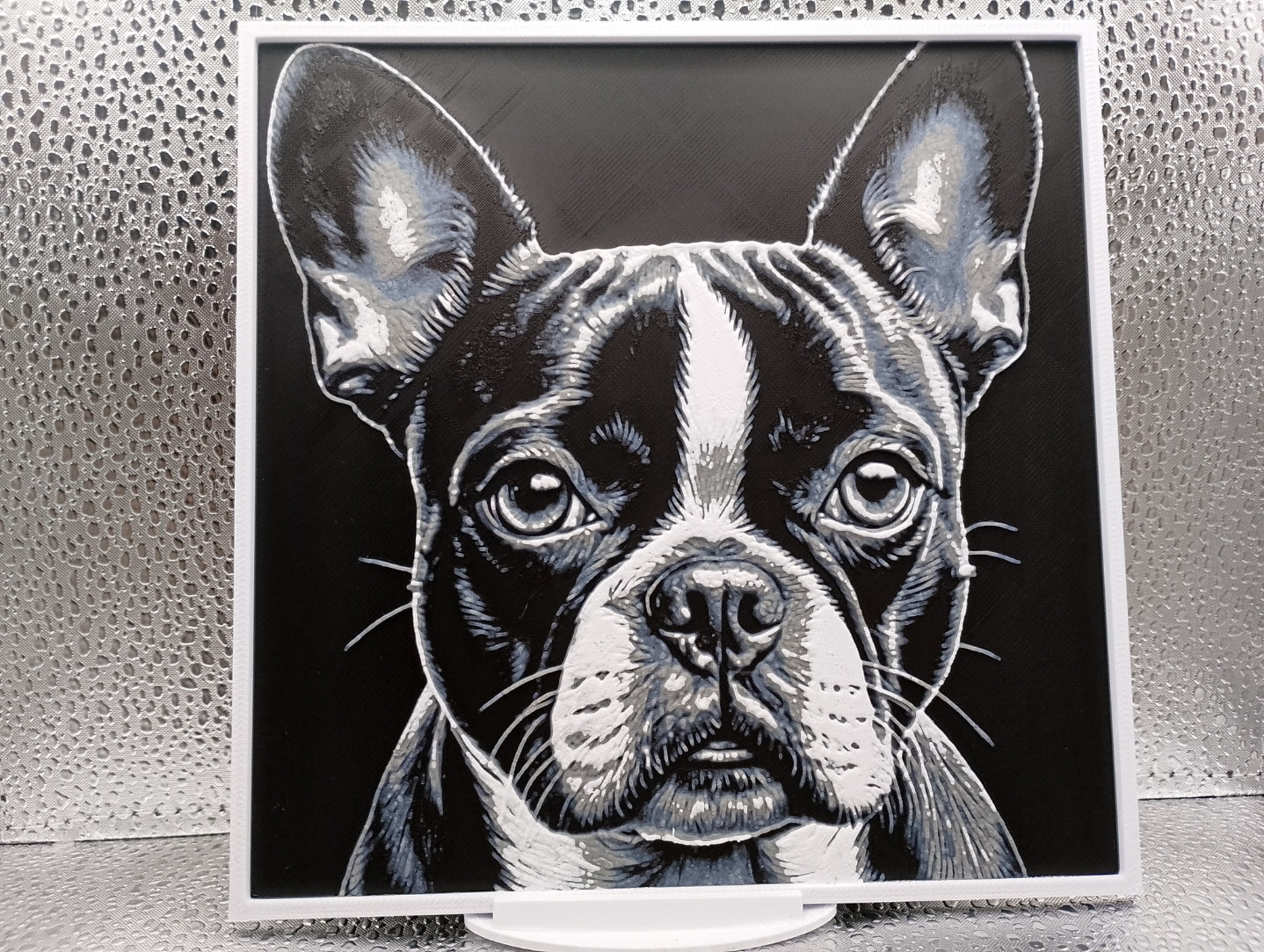 Boston Terrier – Hueforge 3D-Printed Artwork