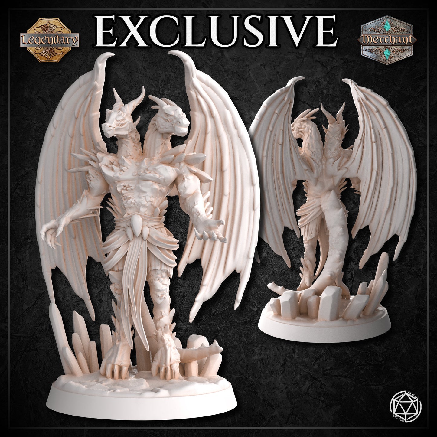 Dungeons & Dragons 2 Headed Gem Dragonborn Miniature