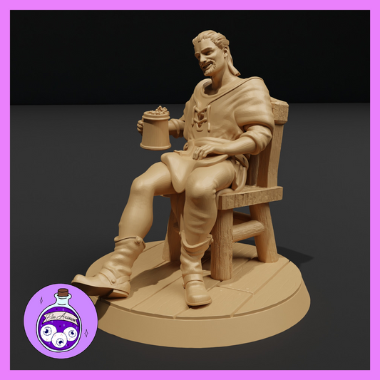 Dungeons & Dragons Bar Patron Man Seated Miniature