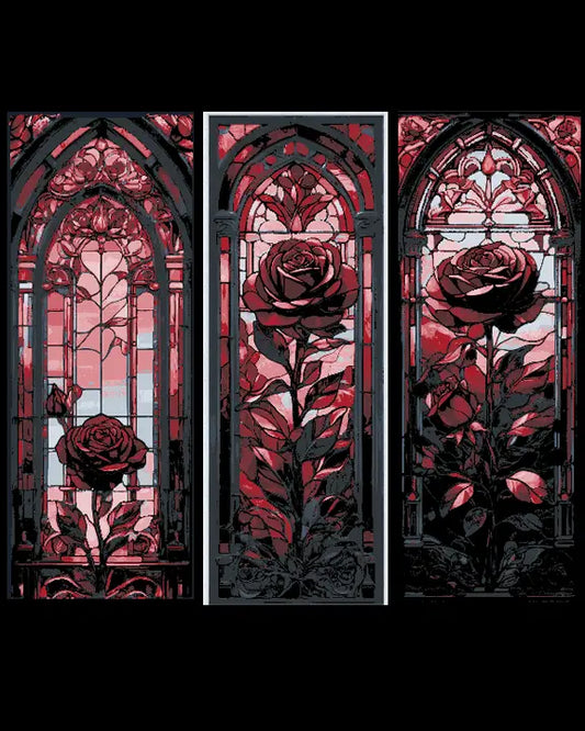 Blood Red Rose Frozen in a Stained Glass Window