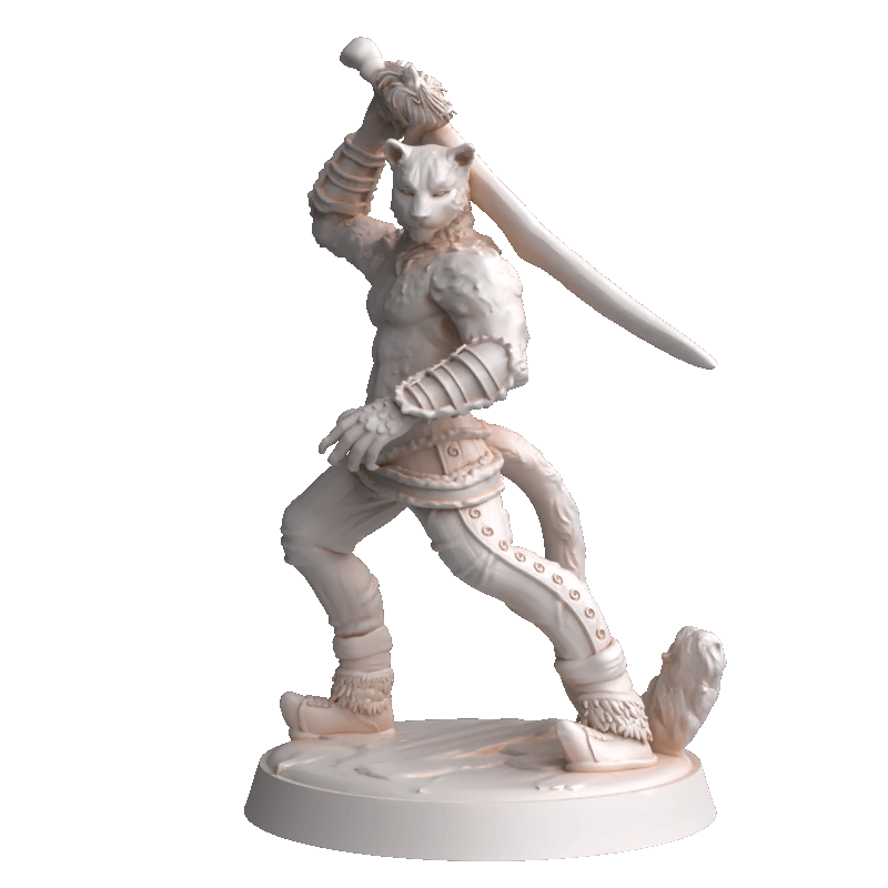 Dungeons & Dragons Catfolk Swordsman Miniature