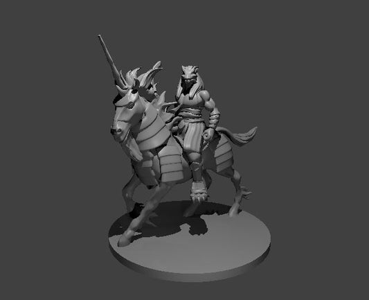 Dungeons & Dragons Desert Dragonborn Fighter on Unicorn Miniature