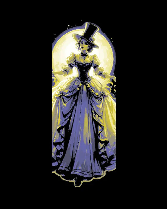 Disney style depiction of a Lady Ghost and a Haunted Mansion