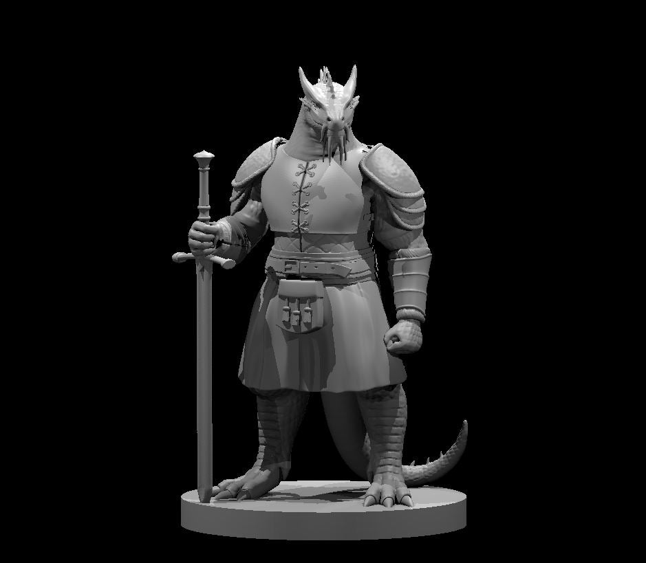 Dungeons & Dragons Dragonborn Fighter with greatsword in a kilt Miniature