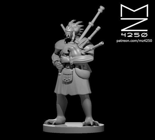 Dungeons & Dragons Dragonborn Male Bard with Bagpipes Miniature