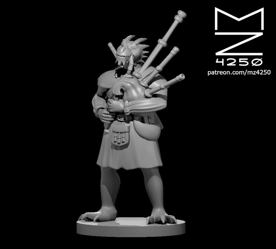 Dungeons & Dragons Dragonborn Male Bard with Bagpipes Miniature ...