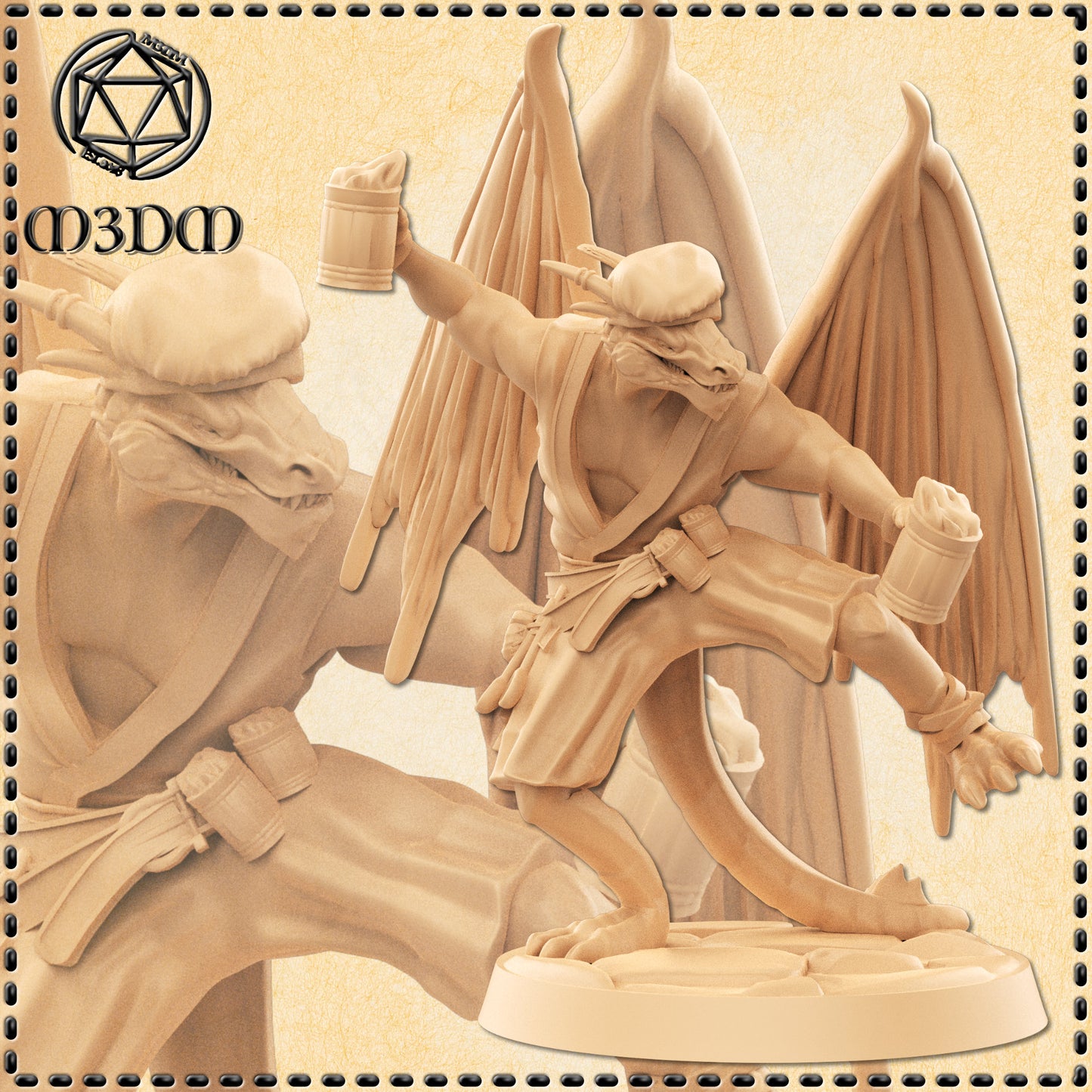 Dungeons & Dragons Drunken Dragonborn Monk Miniature