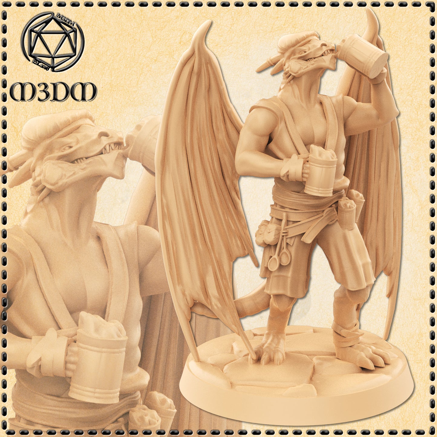 Dungeons & Dragons Drunken Dragonborn Monk Miniature