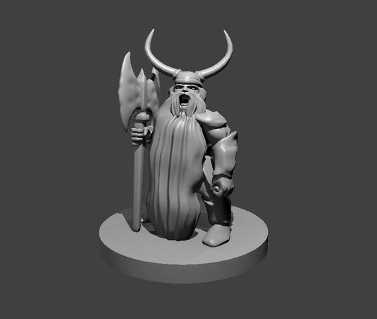 Dungeons & Dragons Dwarf Barbarian with a Big Beard Miniature