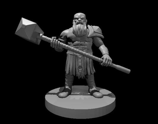 Dungeons & Dragons Dwarf Barbarian with a Maul Miniature