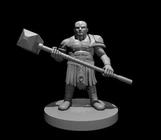 Dungeons & Dragons Dwarf Barbarian with a Maul no Beard Miniature