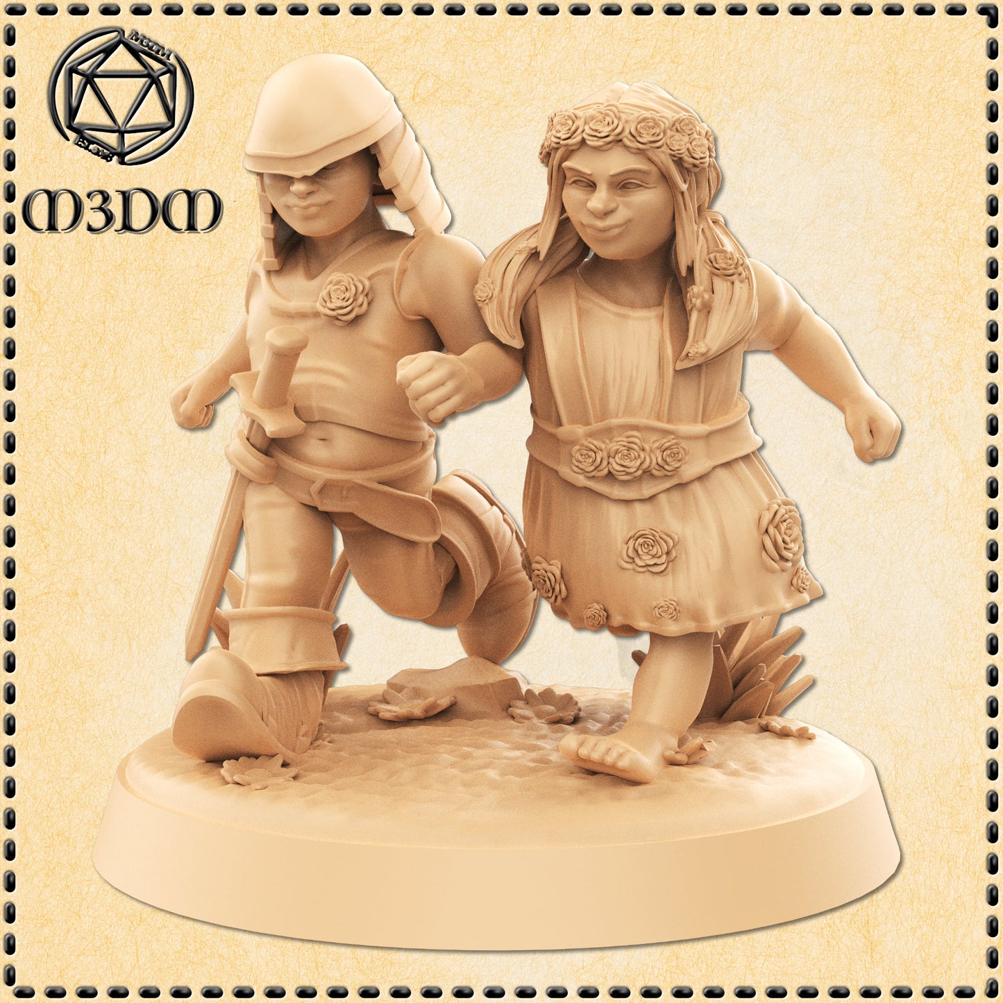 Dungeons & Dragons Dwarf Children Running Miniature