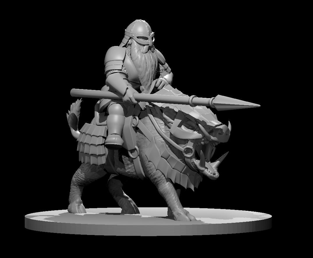 Dungeons & Dragons Dwarf Male Fighter on Boar Mount Miniature