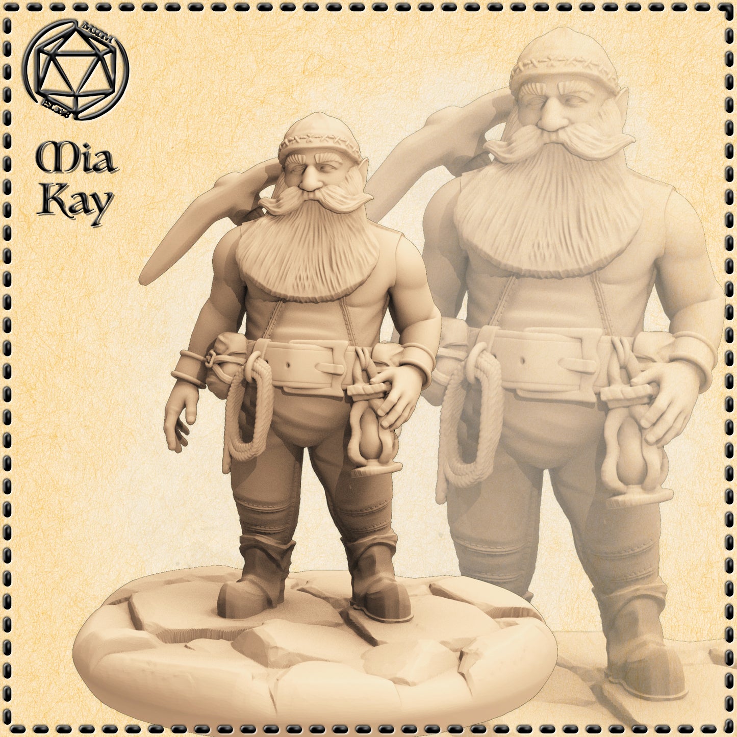 Dungeons & Dragons Dwarf Miner Miniature