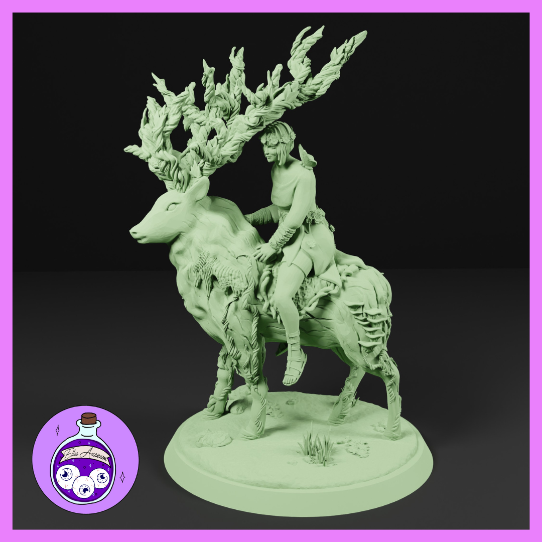 Dungeons & Dragons Eladrin Elf Druid Spring on Stag Mount Miniature