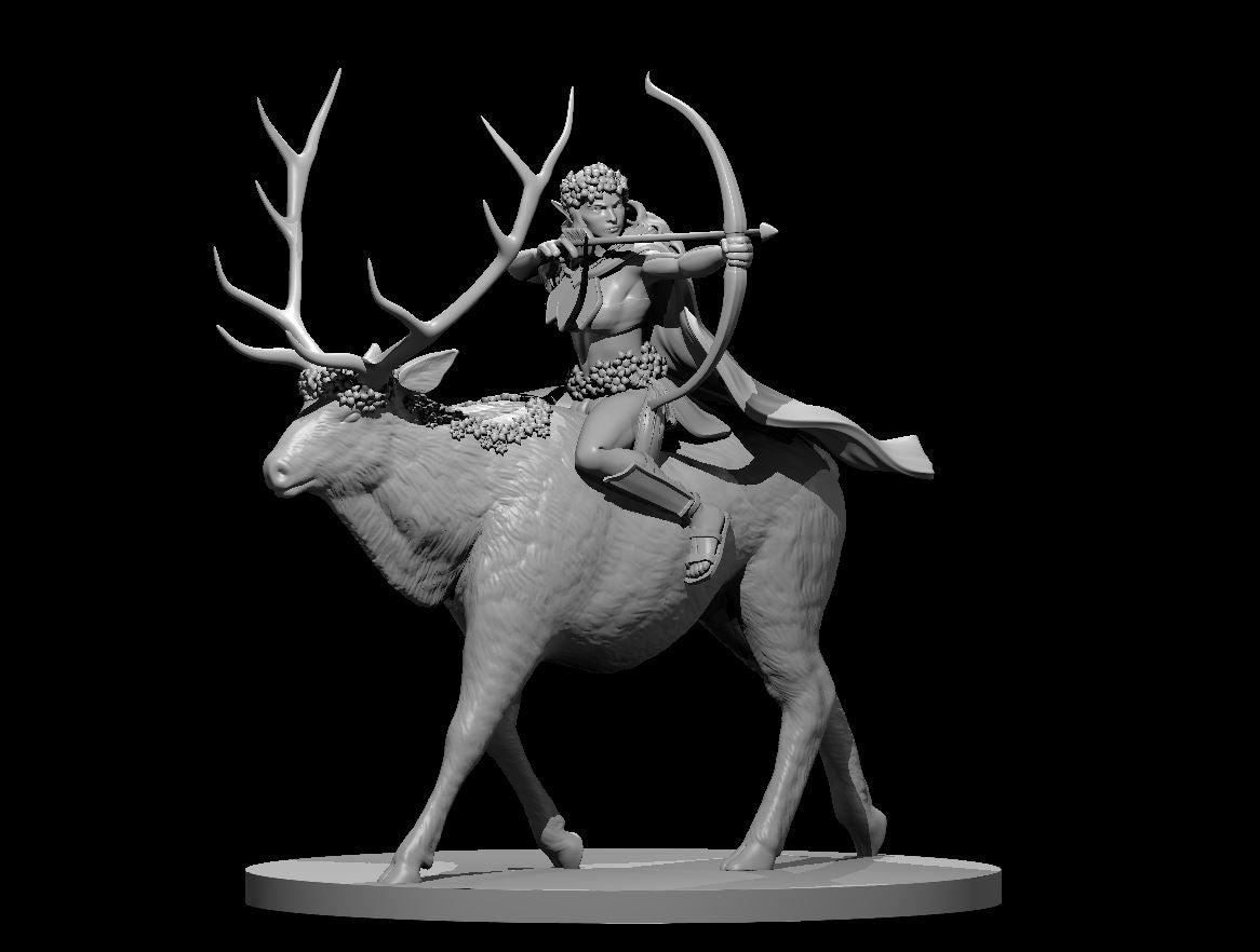 Dungeons & Dragons Elf Female Ranger on Elk Miniature