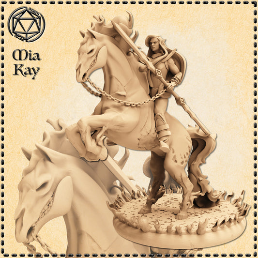 Dungeons & Dragons Elf Rider on Fire Horse Miniature