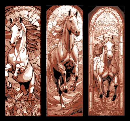 Epic horses caught in stained glass - cathedral style windows