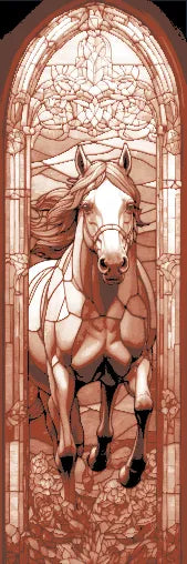 Epic horses caught in stained glass - cathedral style windows