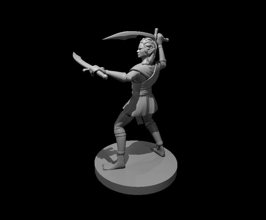 Dungeons & Dragons Female Elven Two Scimitar Jungle Fighter Miniature