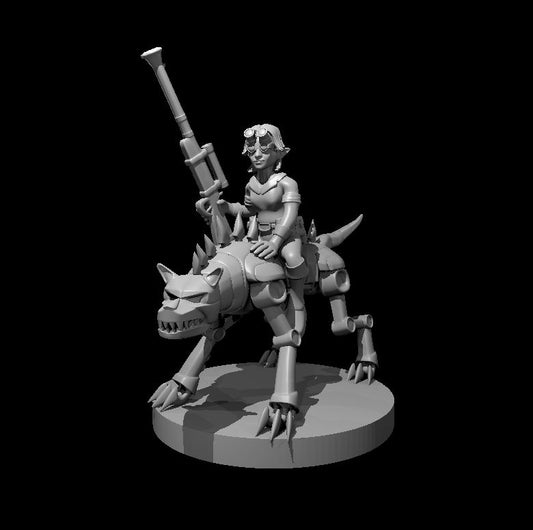 Dungeons & Dragons Female Gnome Artificer with Iron Defender Mount Miniature