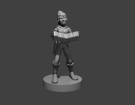 Dungeons & Dragons Female Gnome Bard with Accordian Miniature