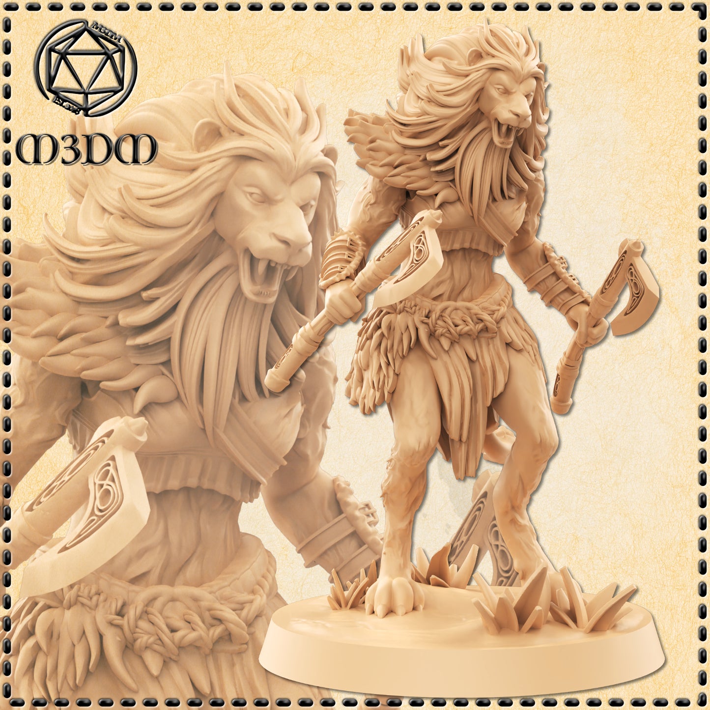 Dungeons & Dragons Female Lionfolk Barbarian Miniature