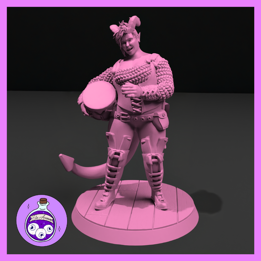 Dungeons & Dragons Female Tiefling Bard Drum Miniature
