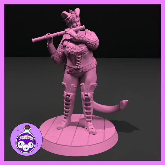 Dungeons & Dragons Female Tiefling Bard Flute Miniature