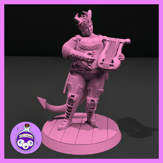 Dungeons & Dragons Female Tiefling Bard Lyre Miniature