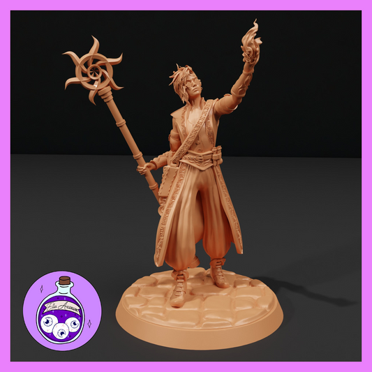Dungeons & Dragons Fire Genasi Wizard Miniature