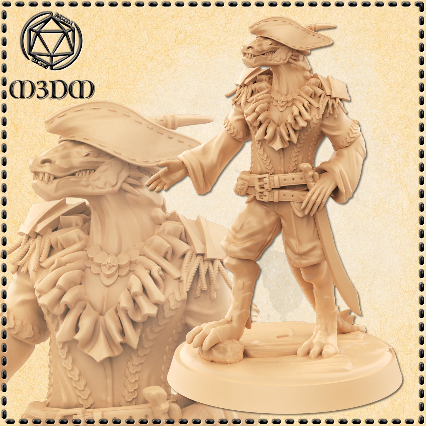 Dungeons & Dragons Gem Dragonborn Pirate Miniature