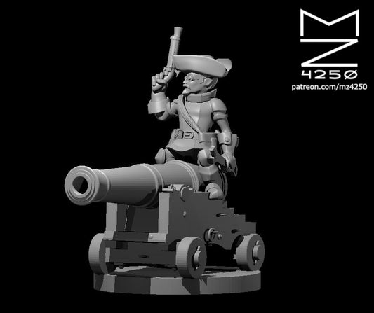 Dungeons & Dragons Gnome Male Artillerist Artificer on a cannon Miniature