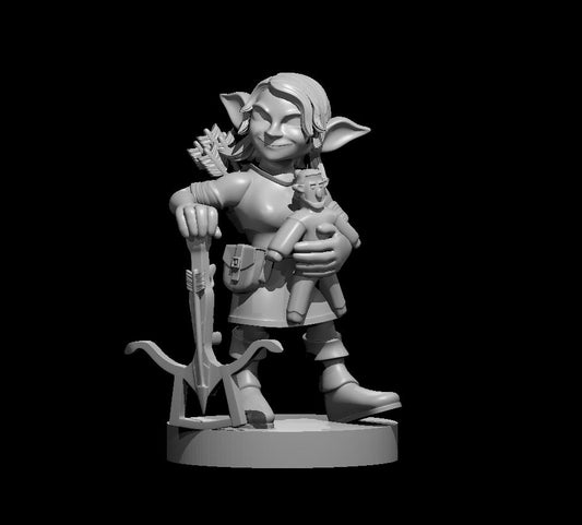 Dungeons & Dragons Goblin Female Rogue with Stuffed Firbolg Miniature