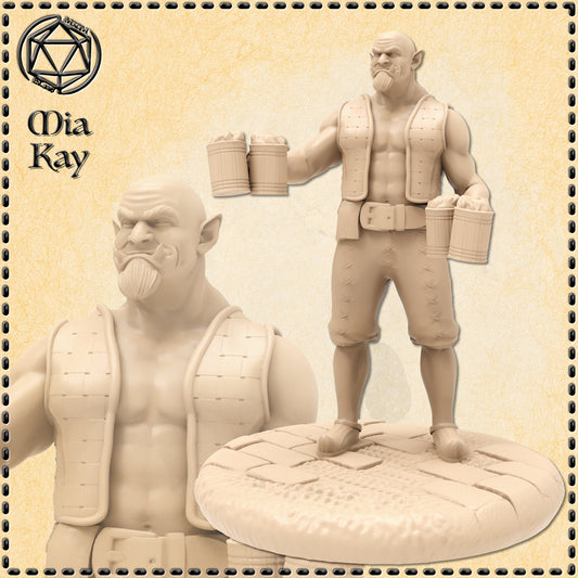 Dungeons & Dragons Half-Orc Bartender Miniature