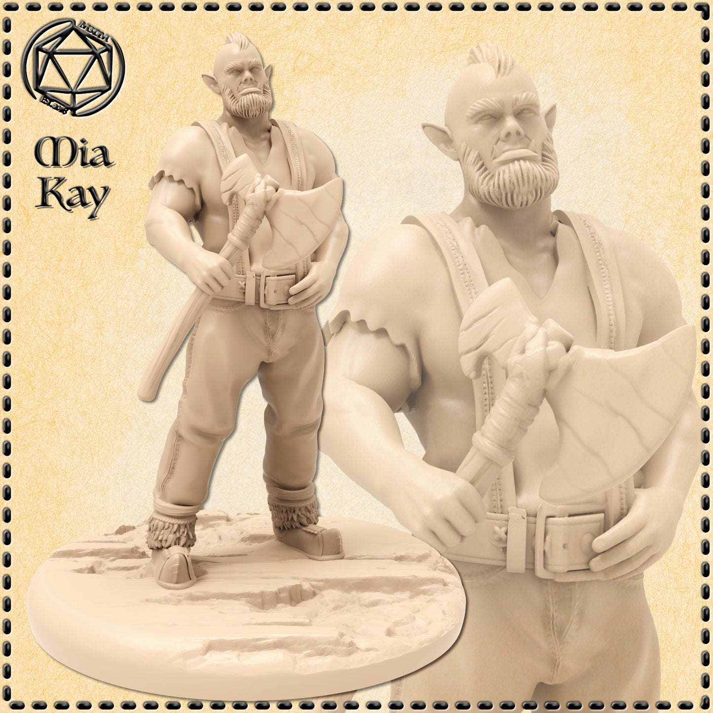 Dungeons & Dragons Half-Orc Woodcutter Miniature