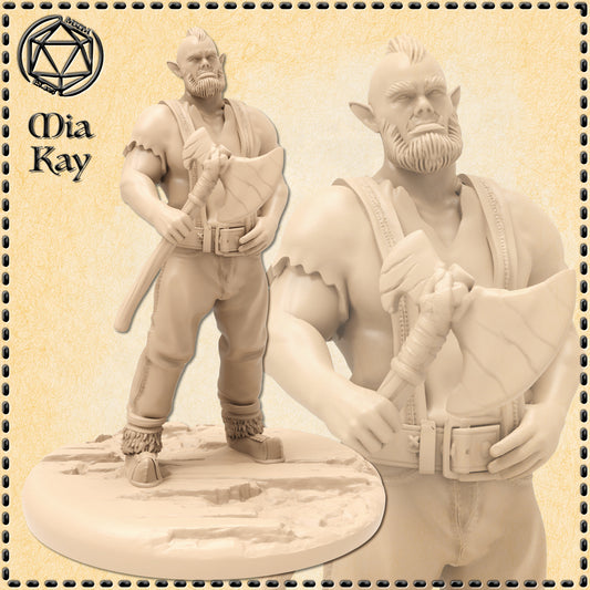 Dungeons & Dragons Half-Orc Woodcutter Miniature