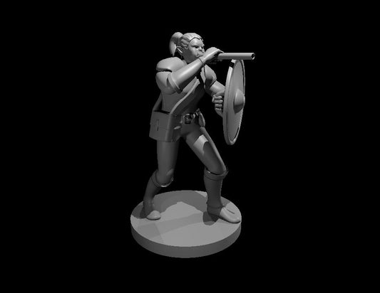 Dungeons & Dragons Half Orc Female Bard with Gong and Blowgun Miniature