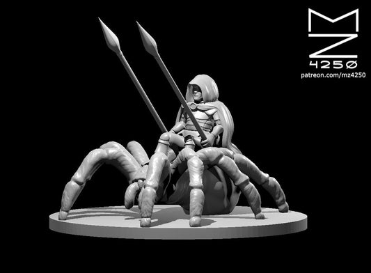 Dungeons & Dragons Halfling Male Ranger on Giant Spider Miniature