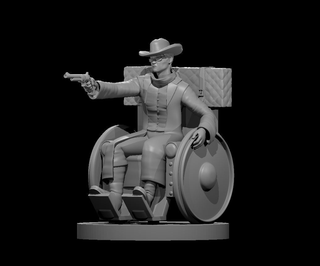 Dungeons & Dragons Human Male Gunslinger in Wheelchair Miniature