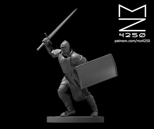 Dungeons & Dragons Human Male Paladin with Tower Shield Charging Miniature