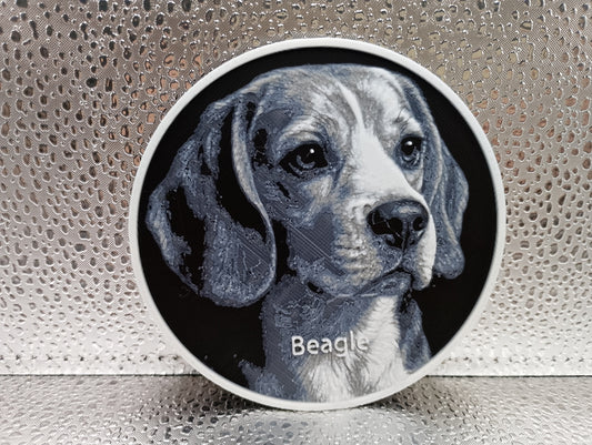 Beagle Coaster – Hueforge 3D-Printed Artwork