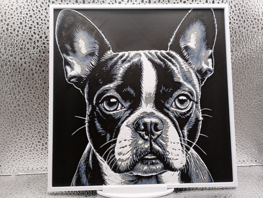 Boston Terrier – Hueforge 3D-Printed Artwork