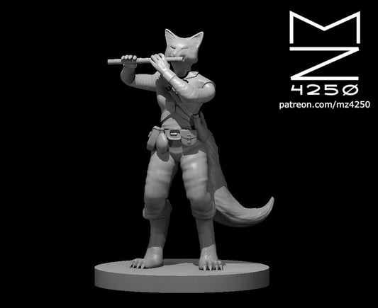 Dungeons & Dragons Kitsune Female Bard with Flute Miniature