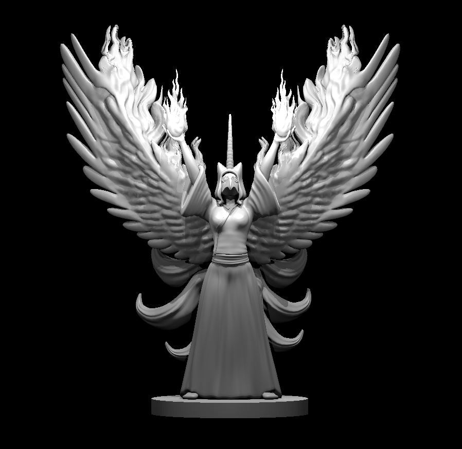 Dungeons & Dragons Kitsune Phoenix Unicorn Six Tail Masked Fire Sorceress Miniature