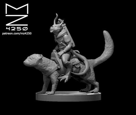Dungeons & Dragons Kobold Ranger on a Dire Weasel Miniature
