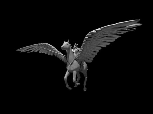 Dungeons & Dragons Paladin on a Pegasus Miniature