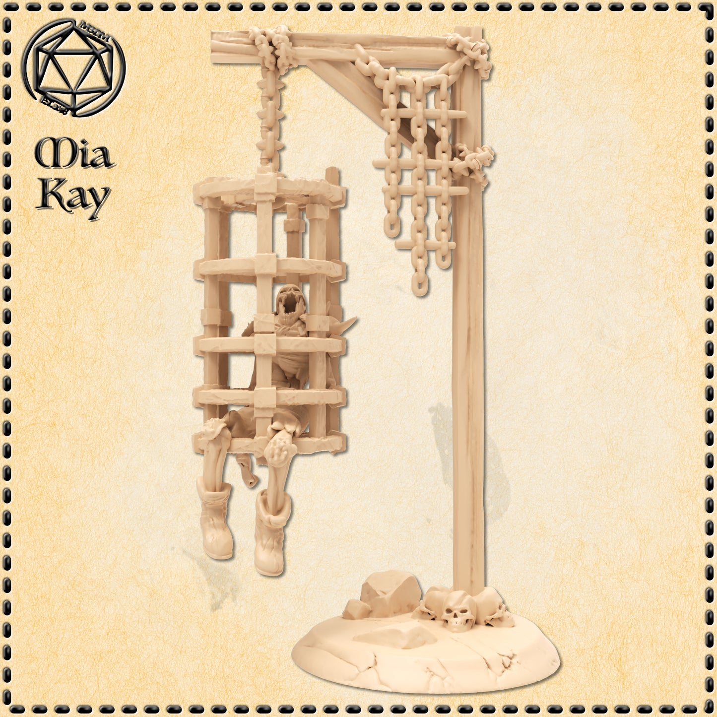 Dungeons & Dragons Prisoner Cage with Skeleton Miniature