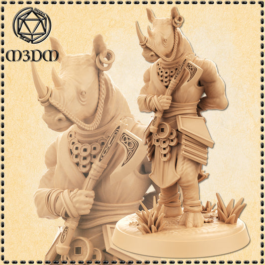 Dungeons & Dragons Female Rhinofolk Barbarian Miniature